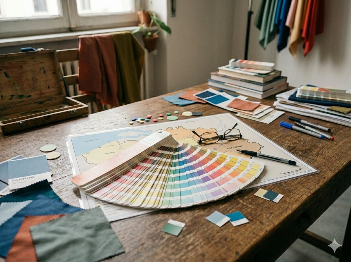 Draping test with coloured fabrics to identify a client's seasonal colour type in a UK colour analysis session