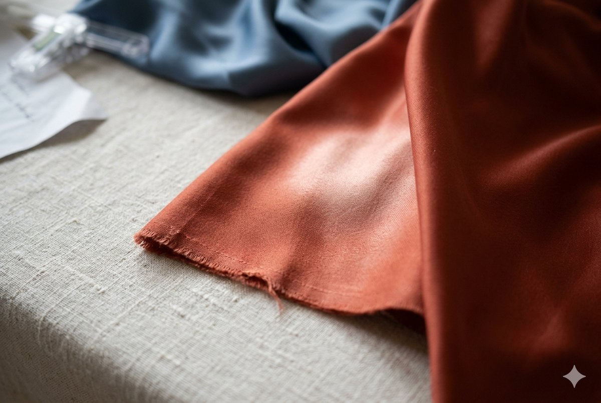 Close-up of duchess satin drape fabric used in professional colour analysis kits