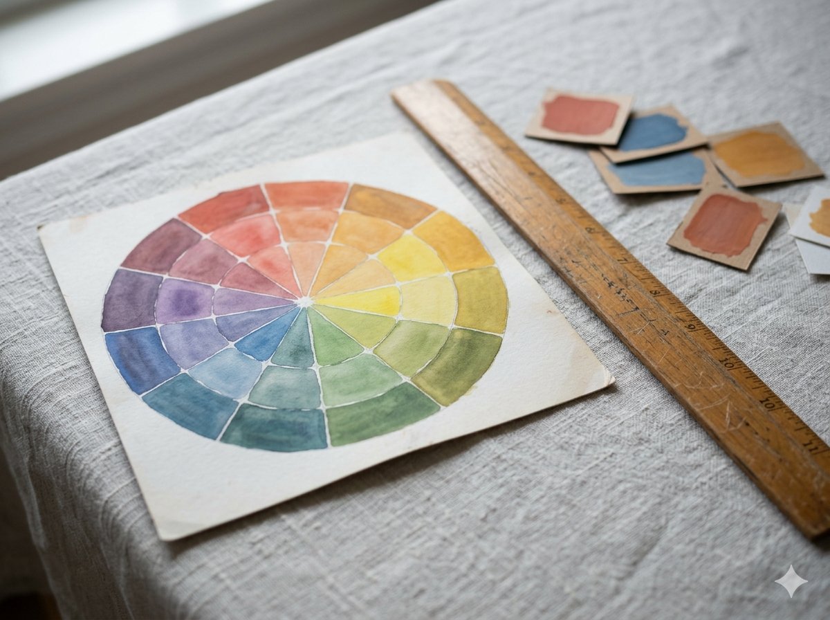 Colour wheel showing all 12 colours: primary, secondary and tertiary segments