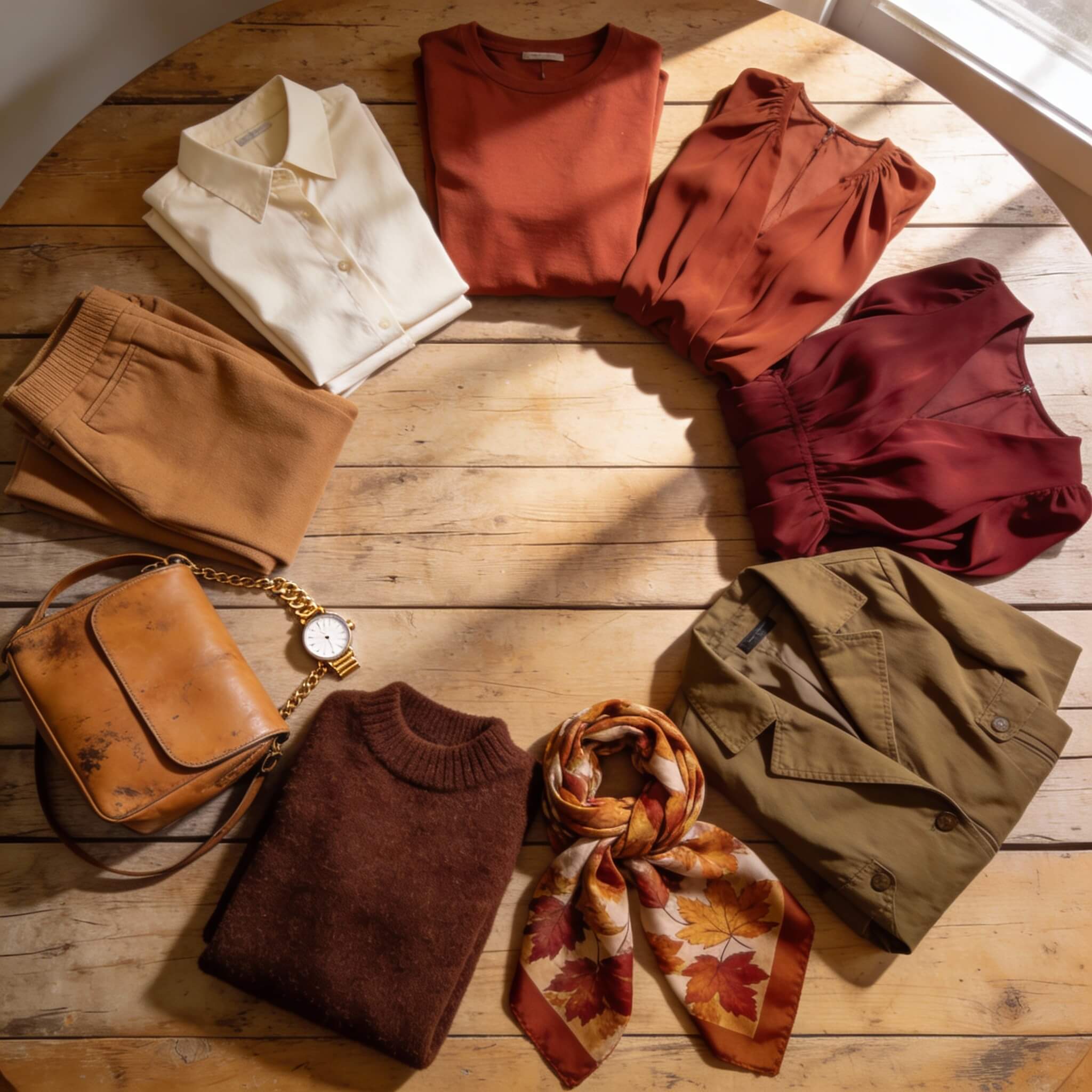 Capsule wardrobe organised by harmonious colours