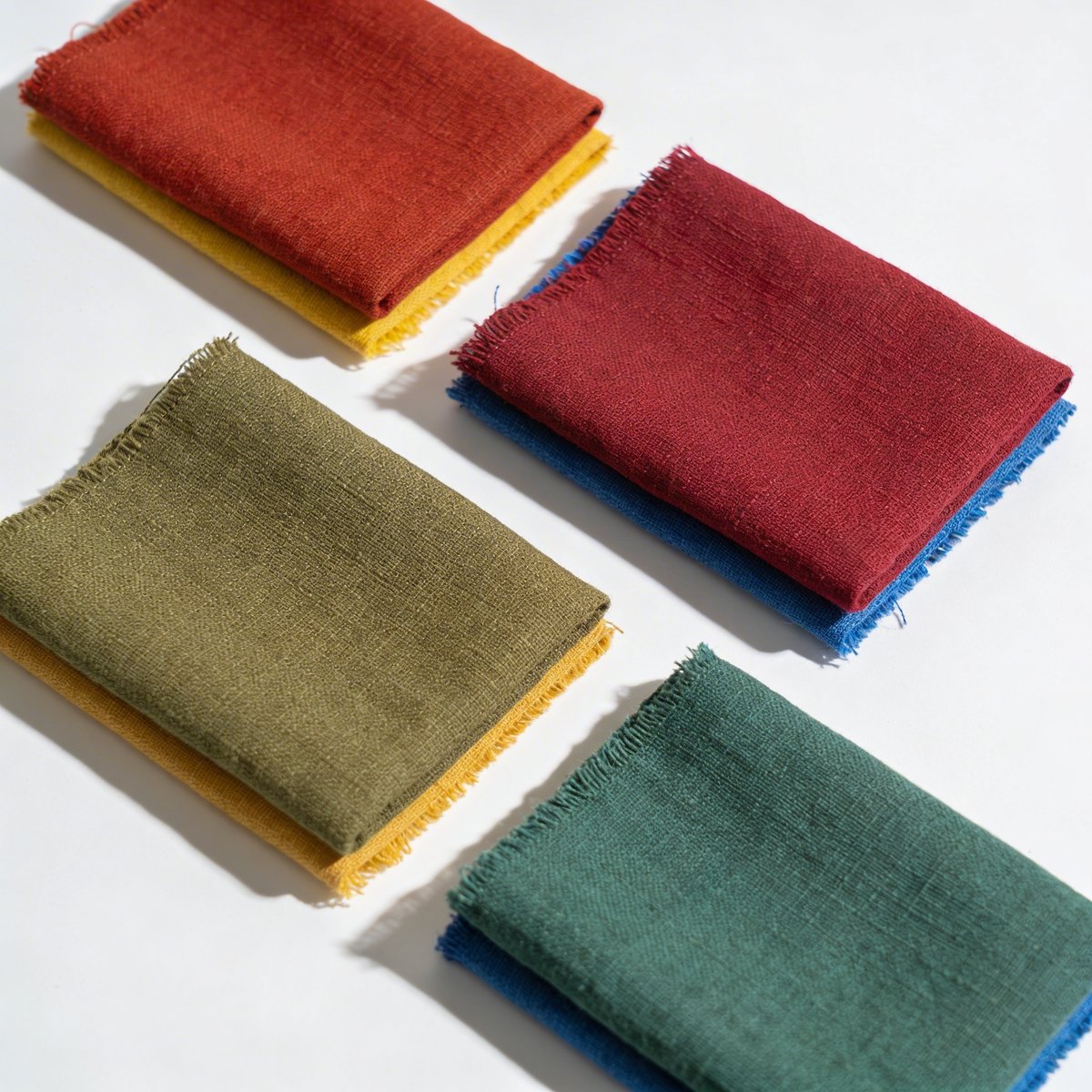 Visual comparison of warm and cool shades: tomato red vs cherry red, khaki green vs fir tree green